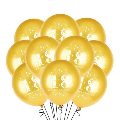 12 Pack 18th Happy Birthday Party Balloons Latex Number 18 Decoration - Image 1 of 2