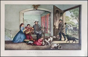 Vintage 1960 Currier & Ives Travelers Litho Print November Home From The Woods - Bild 1 von 3