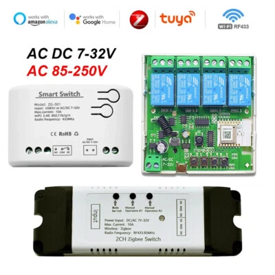 1/2/4CH Zigbee Tuya Funkschalter Relais Modul DC5V 7-32V AC 230V Smart Switch - Bild 1 von 4