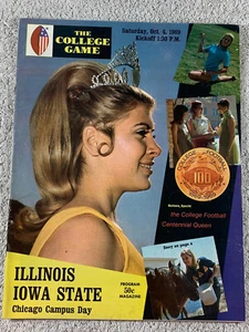 Programma gioco calcio NCAA 4 ottobre 1969 Iowa State vs Illinois College originale - Foto 1 di 9