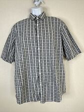 Alfani Platinum Men Size XL Blk/Wht Check Plaid Button Up Shirt Short Sleeve