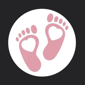 Pink Footprints Baby Shower ENVELOPE SEALS LABELS STICKERS 1.2" ROUND Girl Boy - Picture 1 of 1