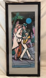 New York City STREET JAZZ Scene “SAXMAN” Serigraph Picture, R. J. Hohimer, 30x14 - Picture 1 of 10