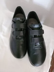 NEW SAS Womens Sz 11.5 W Leather Me too Sneakers Black Dual Straps Walking Grip2 - Picture 1 of 5