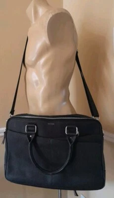 Bolsa para laptop Cole Haan American Airlines couro pebbled preto acessório estojo curto  - Imagem 1 de 4