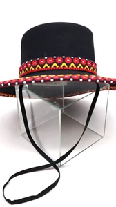 I. Magnin Vintage Betmar New York Black with Red trim 100% Wool Hat size 22 - Picture 1 of 7