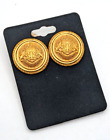 Vintage Ivana Trump Gold Tone Lions Crest Coat of Arms Clip-on Earrings