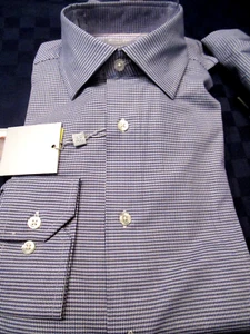 NWT HICKEY FREEMAN CLASSIC FIT MENS DRESS SHIRT NAVY 17 17.5 32/33 - Picture 1 of 3