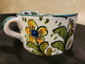 Vintage Ceramic Hand Painted Taper Candle Holder Made in Spain Flowers Blue - Picture 1 of 12