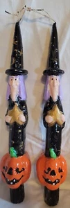 Coppia Candele Halloween Witch & Jack-o'-lantern 10" nere e arancioni affusolate - Foto 1 di 13