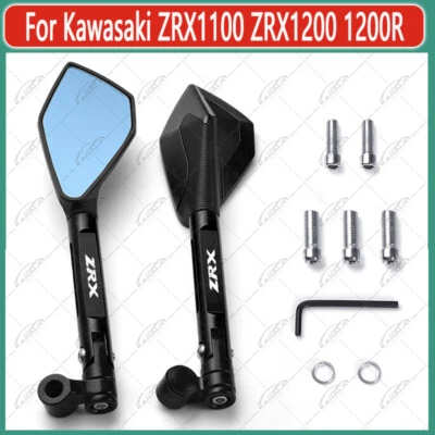 Black For Kawasaki ZRX1100 ZRX1200 1200R Motorcycle Accessories Rearview Mirrors Foto 1 de 3