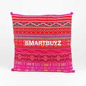 Indian Bohemian Handwoven Cushion Cover Ethnic Floor Pillow - Pinkred 16''/40 cm - Picture 1 of 2