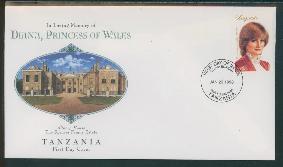 Tanzania Scott #1665 FUNDA PRIMER DÍA 1998 In Memoriam Princesa Diana 1961-1997 $ Foto 1 de 1