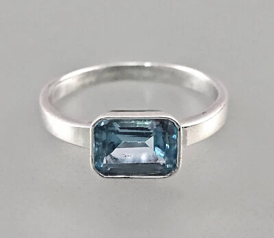 9923398 D'Argento Topazio Blu Anello 925er Argento Tgl 56 Vintage - Immagine 1 di 4