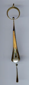 VINTAGE MODERNIST BRASS FAUX PEARL DANGLE PENDANT - Picture 1 of 2