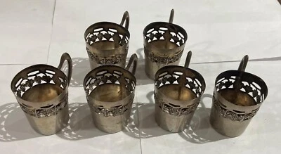 Set - 6 Porta bicchieri. In argento 800. - Immagine 1 di 4