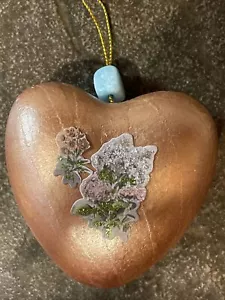 Adorno Corazón Papel-Maché Pintado Oro Rosa con Florales-Brillante Val Day - Imagen 1 de 6