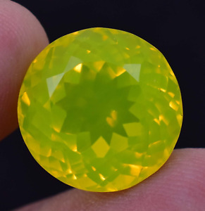 20.00 Ct Natural NEON Yellow Opal Certified 15.80 x 15.80 mm Flawless Gemstone
