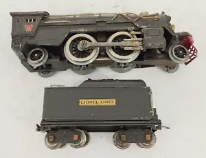 Lionel Prewar 385E Standard Gauge Gray 2-4-2 Powered Steam Locomotive and Tender - Picture 1 of 6
