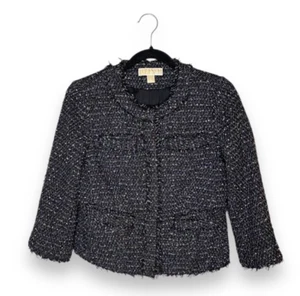Michael Kors Tweed Croped Jacket black and white with snap jacket Jacket Size 2 - Bild 1 von 10