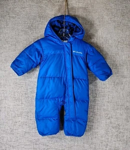 Columbia Snuggly Bunny II Down Bunting Snowsuit Baby 3-6 Months Blue Hooded - Picture 1 of 13