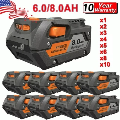 NUEVO PAQUETE para Ridgid 18V R840085 8.0Ah 6.0Ah Batería de Litio Rígida 18V R840087 Foto 1 de 4