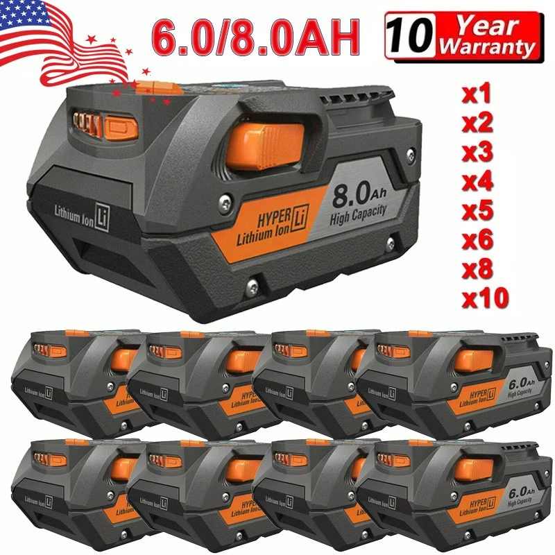 NUEVO PAQUETE para Ridgid 18V R840085 8.0Ah 6.0Ah Batería de Litio Rígida 18V R840087 Foto 1 de 4