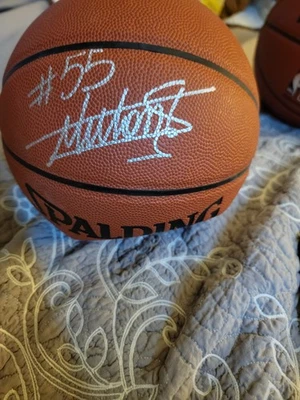 Baloncesto Dikembe Mutumbo Atlanta Hawks firmado autografiado NBA Spalding E/S JSA Foto 1 de 2