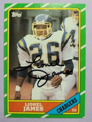 Lionel James (D) Signed 1986 Topps Card #232 San Diego Chargers - Image 1 of 2