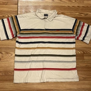Vintage Pelle Pelle Multicolor Striped Button Polo Shirt Sleeve Men's Size 3XL - Picture 1 of 9