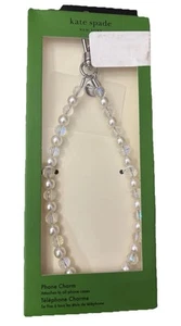 Breloque de téléphone portable Kate Spade New York perles de mer précieuses n pochette argent clair - Photo 1 sur 1