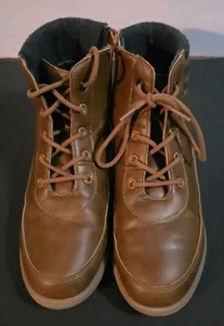 Kenneth Cole Boys Jasper Jace Dress Up Shoes Sz 4 Boots Lace Zipper Camo Inner - Picture 1 of 11