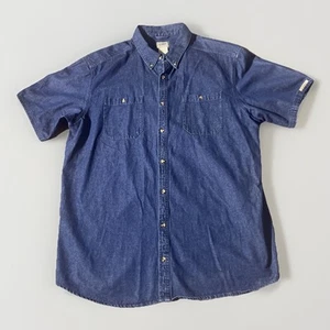 CE Schmidt Workwear Denim Button Down Shirt Men’s 2XLT Tall Blue Short Sleeve - Picture 1 of 6