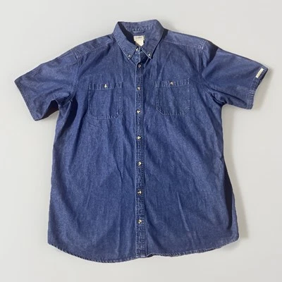 CE Schmidt Workwear Denim Button Down Shirt Men’s 2XLT Tall Blue Short Sleeve - Image 1 of 4
