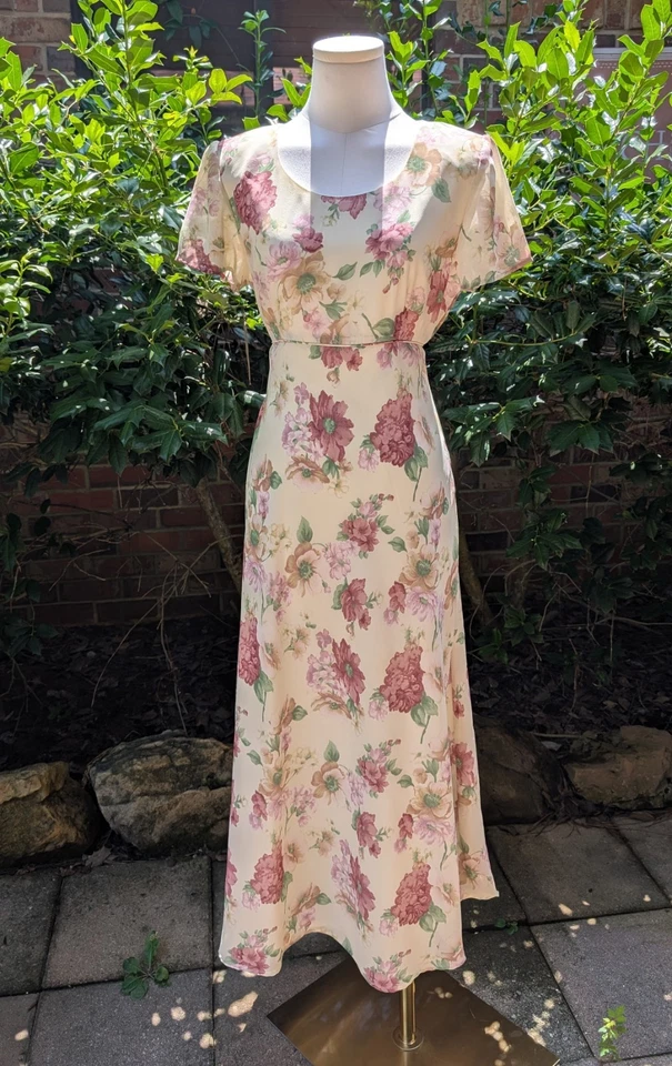 Vintage 90s Womens Floral Maxi Dress Romantic Country Spring Garden Cottagecore - Image 1 of 4