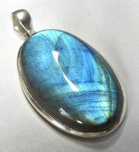 💙Labradorit Anhänger 925 Silber riesiger, blauer Edelstein ca. 22 g UNIKAT neu - Bild 1 von 18