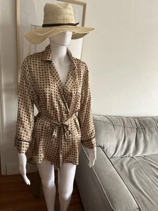 Zara Printed Boho Festival Retro Wrap Kimono Open Coat Size L - Picture 1 of 17