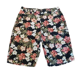 AMPLIFY Men’s Floral Print Shorts Cotton Size 30 Flat Front Zipper - Picture 1 of 11