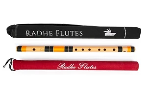Radhe Flutes PROFESSIONAL Bamboo Bansuri C Natural Right Handed Middle Octave - Picture 1 of 8