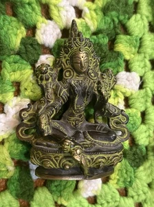 Brass Tibetan Buddhist Goddess Tara Figurine Home Decor Statue Figure - Picture 1 of 9