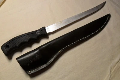 Vintage Buck No.127X Fixed Blade 9” Filet Knife with Leather Sheath - USA - Image 1 of 4