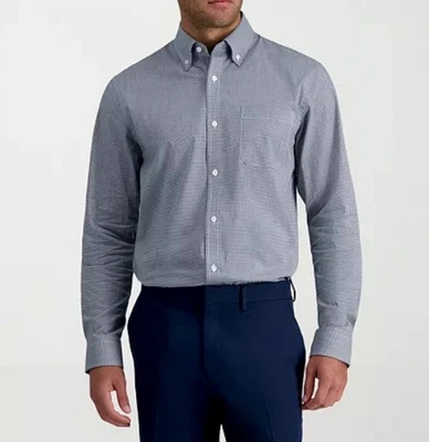 Camisa de Vestir Haggar Premium Comfort Calce Clásico Cuadros - Cuadros Negros Talla 17-17.5 Foto 1 de 2