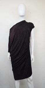 Abito drappeggiato asimmetrico Vivienne Westwood Anglomania nero viola XL Regno Unito 14 Us 10 - Foto 1 di 10