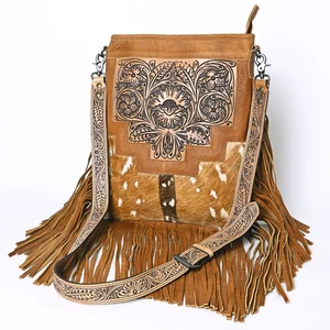 AD American Darling Messenger Hand Tooled Hair On Genuine Leather Women Bag - Picture 1 of 47