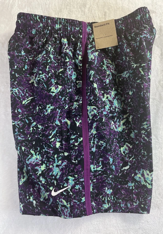 Nike STANDARD Dri-Fit Shorts M MEDIUM Purple Black Blue FV0275-503 KID'S/YOUTH