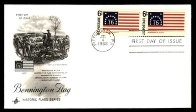 Mayfairstamps US FDC 1968 Bennington Flag Pair Battle First Day Cover aau_67649 - Image 1 of 2