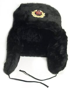 Authentic Russian Military KGB Ushanka Hat W/ Soviet Red Army Badge Included