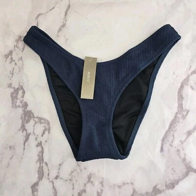 Parte inferior de natación J Crew XXS azul cintura curva bikini texturizado corte medio alto descarado  Foto 1 de 4