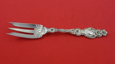 Lily by Whiting Sterling Silver Pastry Fork 3-tine 2 wide tines 6 1/8" — 第 1/2 张图片