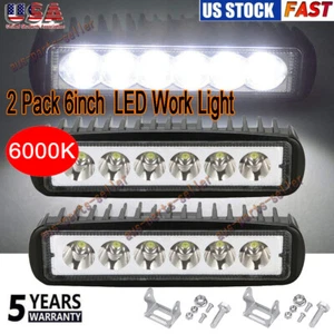 2x 6'' Spot Flood LED Work Light Bar Lamp Driving Fog Offroad SUV 4WD Car Truck - Picture 1 of 9